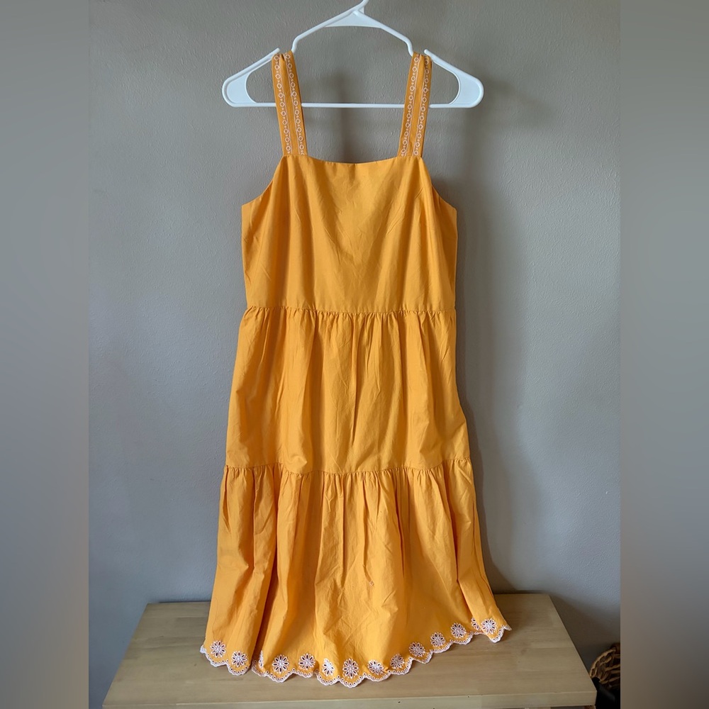 J. Crew Yellow Tiered Embroidery Sundress Size 4 - Picture 5 of 7